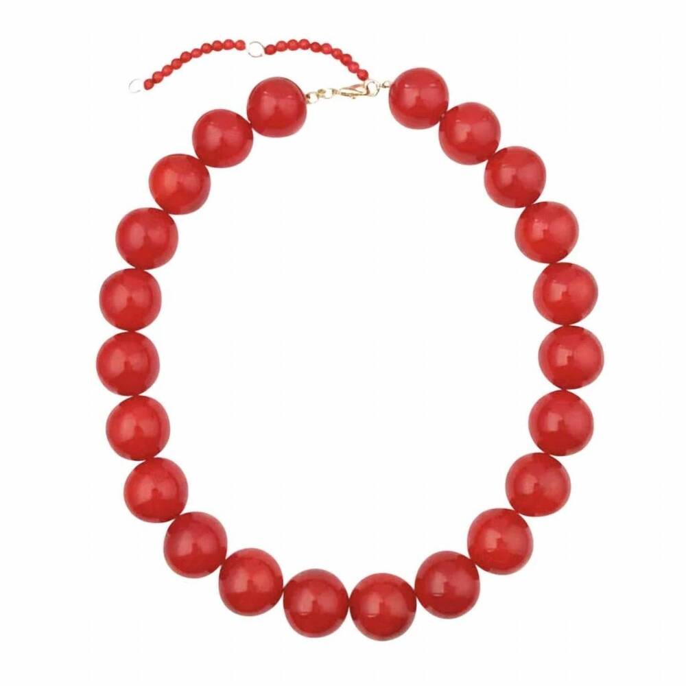 NEW GEMELLI women's costa beaded statement necklace in red